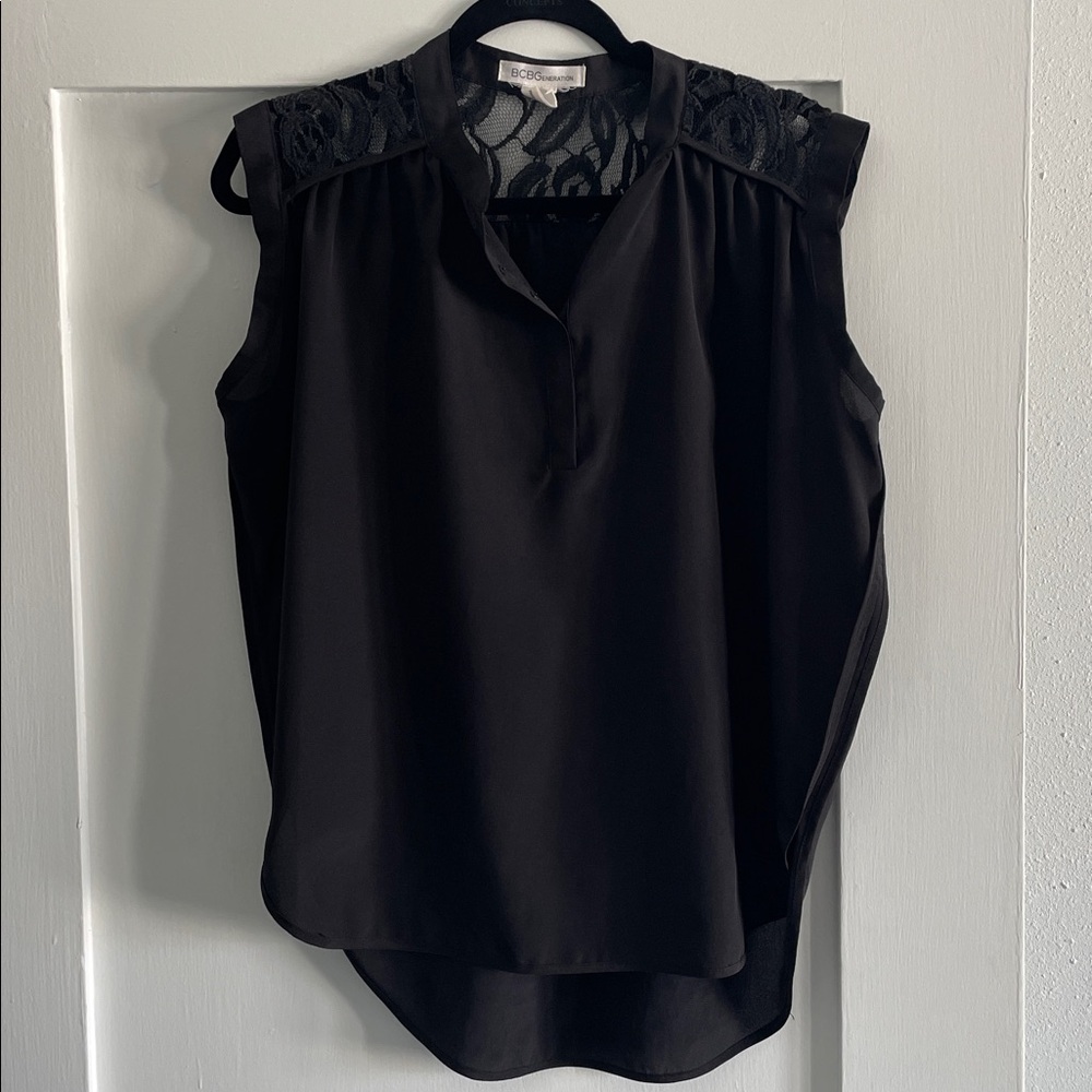 BCBGeneration Black Lace Detail Tank